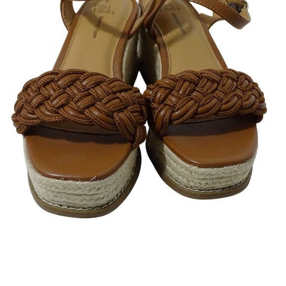 Time And Tru Brown Braided Wedge Espadrille Platform Sandals Women Size 6 - Picture 5 of 8